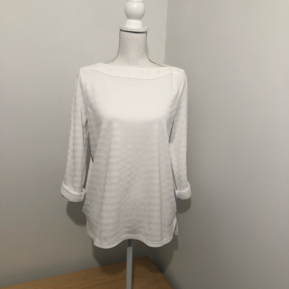 Talbots casual white boatneck white top petite